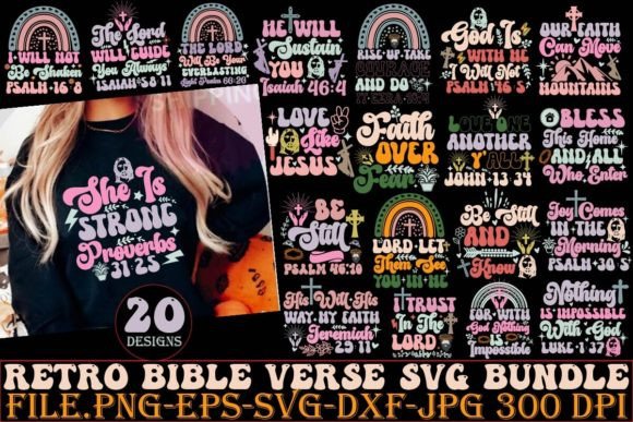 Retro Bible Verse SVG Bundle: Graphics for T-Shirt Designs